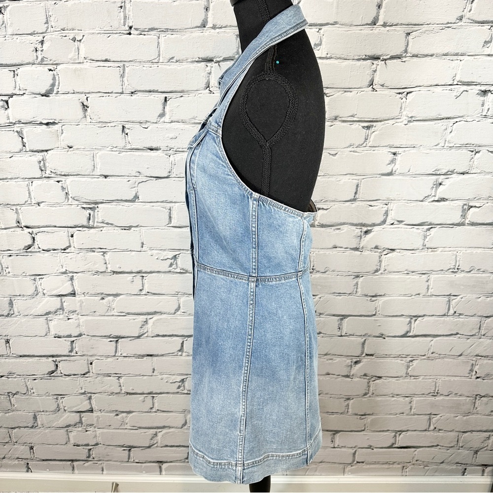 Alice + Olivia Kendall Denim Halter Mini Dress Size 12 Ivy Blue Festival Western - Picture 3 of 15